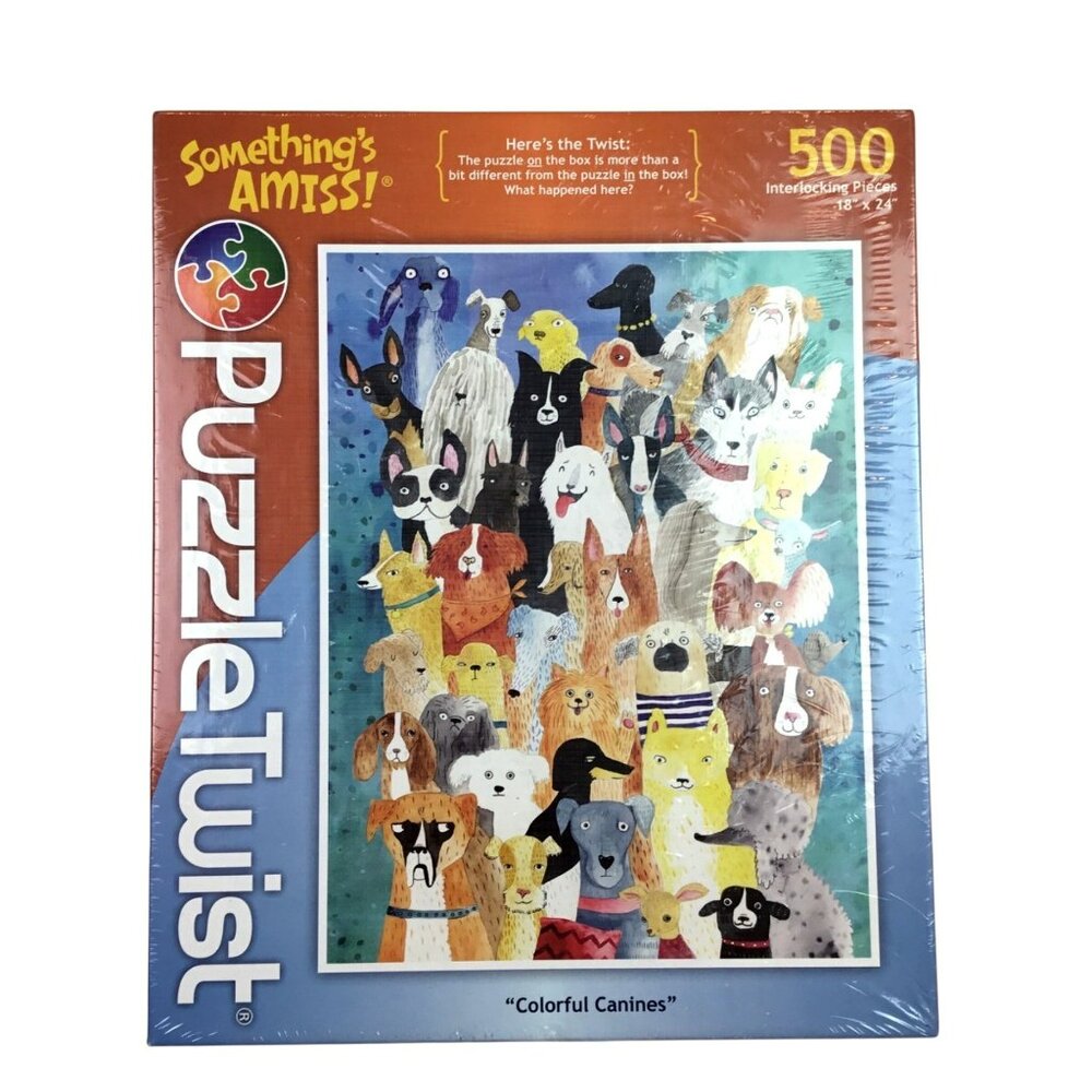 PuzzleTwist "Colorful Canines" 500-Piece Jigsaw Puzzle For Ages 13+